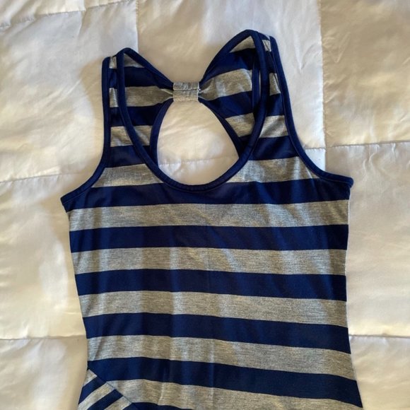 💚 Derek Heart Maxi Dress Navy Gray Juniors M - Picture 3 of 6